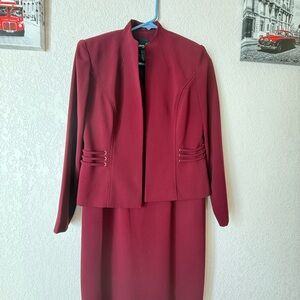 Burgundy two pieces dress and shirt set